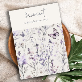 薄紫紫フローラスクリプトヘアクリップピンホルダー 名刺