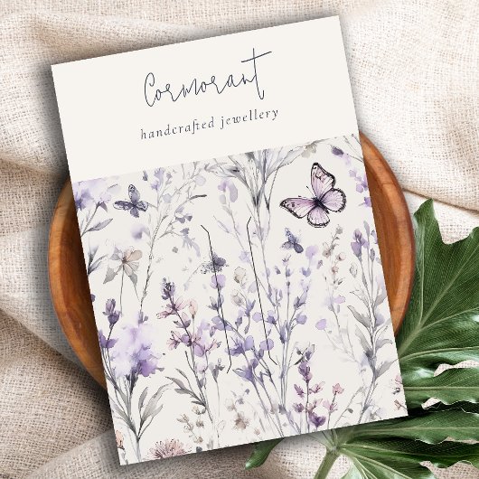 薄紫紫フローラスクリプトヘアクリップピンホルダー 名刺