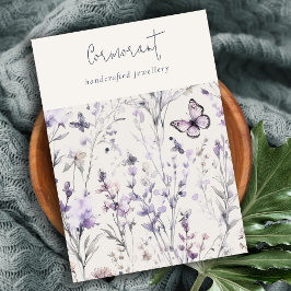 薄紫紫フローラスクリプト2イヤリングスタッドホルダー 名刺