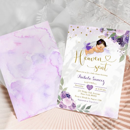 薄紫紫メキシコのベビー天国が赤ちゃんシャワーを送信 招待状