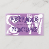 薄紫紫モダンと白モノグラムのシック 名刺 (正面)