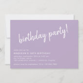 薄紫紫ラベンダー |任意シンプルの年齢の誕生日 招待状 (正面)