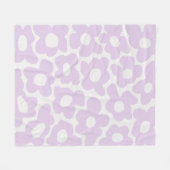 薄紫紫レトロGroovyベビー花パターン フリースブランケット (正面(横))