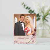 薄紫紫結婚の花の写真サンキューカード ポストカード (スタンド正面)