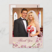 薄紫紫結婚の花の写真サンキューカード ポストカード (正面/裏面)