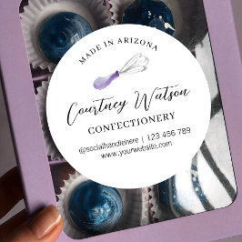 薄紫紫色のウィスク焼いたスクリプトとラブケータリング ラウンドシール