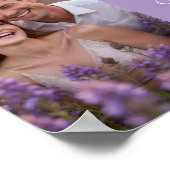 薄紫紫色のカップルの結婚写真の歓迎 ポスター (角)