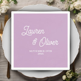 薄紫紫色のスクリプト結婚ミニマル スタンダードカクテルナプキン