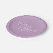 薄紫紫色のスクリプト結婚ミニマル ペーパープレート (アングル)