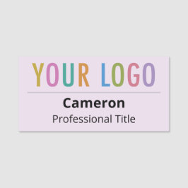 薄紫紫色のスタッフ名タグビジネスロゴ磁気 名札