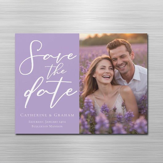 薄紫紫色の写真Dateマグネットカードを保存