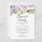 薄紫紫色の水カラーフローラブランチと泡立ち 招待状 (正面)