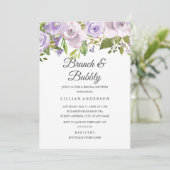 薄紫紫色の水カラーフローラブランチと泡立ち 招待状 (スタンド正面)