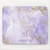 薄紫紫色の水彩色のインクをカスタマイズ可能 マウスパッド (正面)