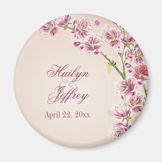 薄紫紫色の水色の花結婚式の引き出物 マグネット (正面)