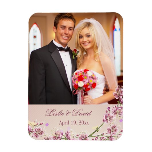 薄紫紫色の水色の花結婚式の引き出物 マグネット (縦)