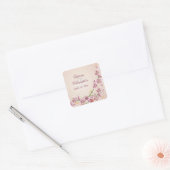 薄紫紫色の水色の花結婚式用シール スクエアシール (封筒)