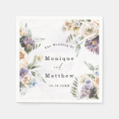 薄紫紫色の牡丹の花の花束結婚の スタンダードカクテルナプキン (正面)