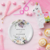 薄紫紫色の牡丹の花の花束結婚の ペーパープレート (パーティー)