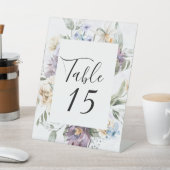 薄紫紫色の牡丹結婚野花のテーブル番号 台座サイン (インサイチュ)