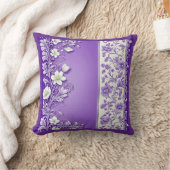 薄紫紫色の花柄 クッション (ブランケット)