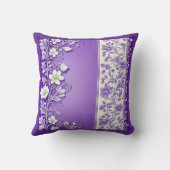 薄紫紫色の花柄 クッション (裏面)