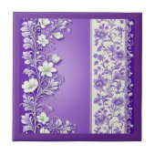 薄紫紫色の花柄 タイル (正面)