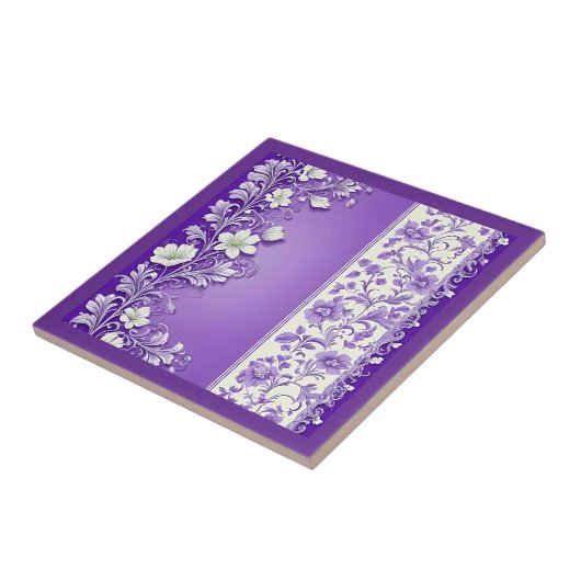 薄紫紫色の花柄 タイル (側面)