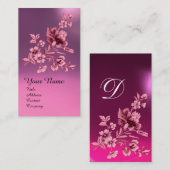 薄紫紫色フラワーブーケ及びカーネーションモノグラム 名刺 (正面/裏面)