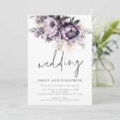 薄紫紫花模様非公式スクリプ結婚ト 招待状 (スタンド正面)