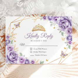 薄紫紫金ゴールドフローラキンセアニェラ返信 出欠カード