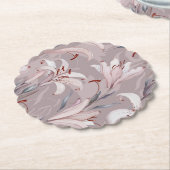薄紫結婚の紙コースターとホワイトリリー ペーパーコースター (アングル)