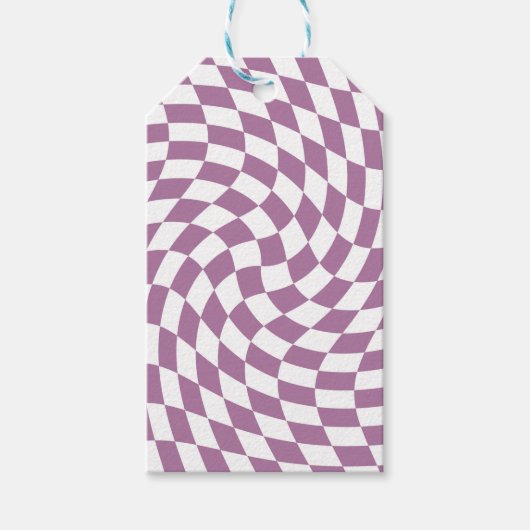 薄紫結婚パープルのコレクショ市松模様にン検査 ギフトタグ (正面)