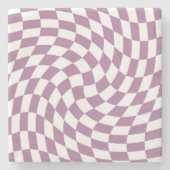 薄紫結婚パープルのコレクショ市松模様にン検査 ストーンコースター (正面)