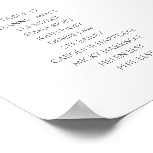 薄紫結婚パープル座席表（16表） ポスター (角)