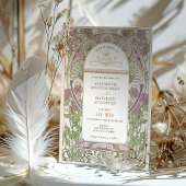 薄紫結婚式招待状アールヌーボーバイミュシャ 招待状