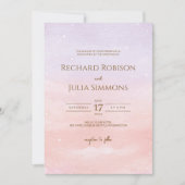 薄紫結婚式招待状/水彩パープルピンク セーブザデート (正面)