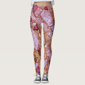 薄紫絵を描ピンク火山岩スケッチ レギンス (正面)