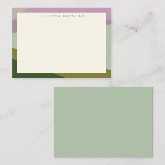 薄紫緑のジオメトリカラーブロパーソナライズされたック ノートカード (正面/裏面)