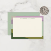 薄紫緑のジオメトリカラーブロパーソナライズされたック ノートカード (正面/裏面インサイチュ)