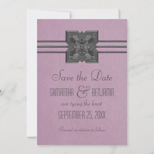 薄紫縁どMedalionSave the Date招待状 セーブザデート (正面)