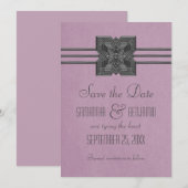 薄紫縁どMedalionSave the Date招待状 セーブザデート (正面/裏面)