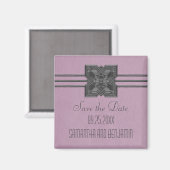 薄紫縁どMedalionSave the Date Magnet マグネット (正面/裏面)