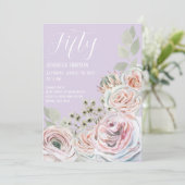 薄紫繊細な水彩の花のパレピン誕生日 招待状 (スタンド正面)