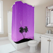 薄紫色に対するパームツリーシルエット シャワーカーテン (インサイチュ)