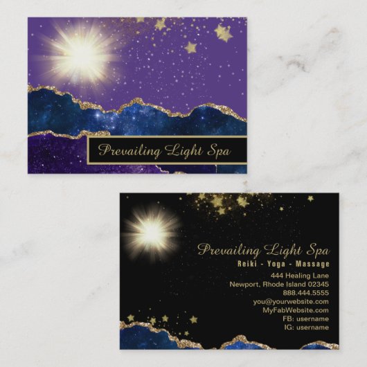 *～*薄紫色のエネルギー球の金ゴールド 名刺 (正面/裏面)