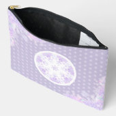 薄紫色のスノーフレークとキラキラしたハート アクセサリーポーチ (見開き)