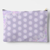 薄紫色のスノーフレークとキラキラしたハート アクセサリーポーチ (裏面)