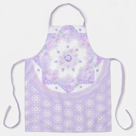 薄紫色のスノーフレークとキラキラしたハート エプロン