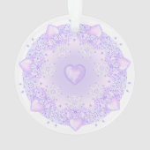 薄紫色のスノーフレークとキラキラしたハート オーナメント (裏面)